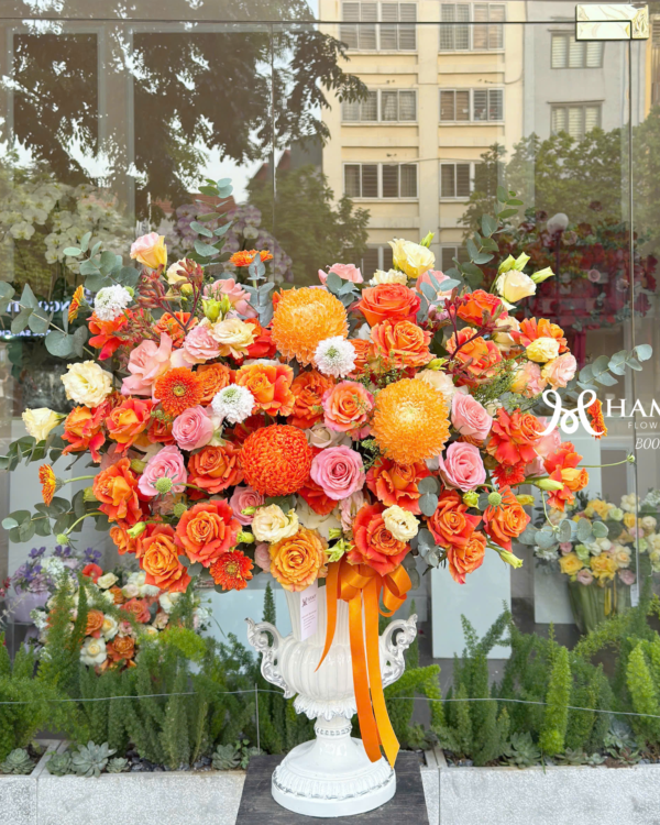 Bình hoa tone cam nhập khẩu cao cấp mừng khai trương hồng phát
